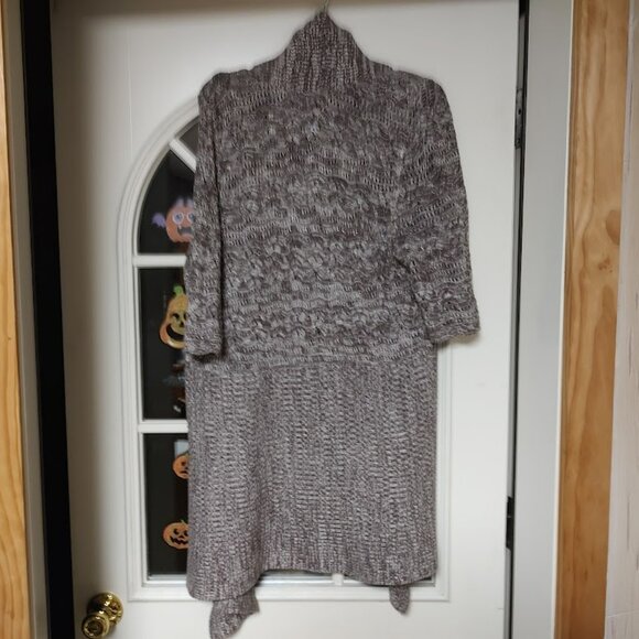 New Alfani Metallic Taupe Open Front Cardigan Size Women's OX - Picture 3 of 3